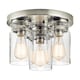 image 1 of Brinley 3 Light Flush Mount Ceiling Light Brushed Nickel, E27