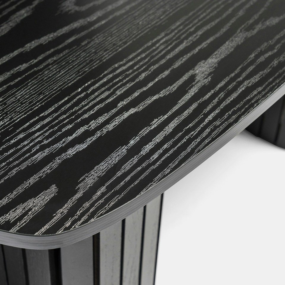 image 1 of OHS Ribbed Curved Home Furniture Living Room Decor Coffee Table | Black