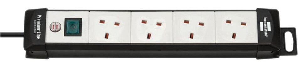 BRENNENSTUHL - Premium-Line Mains Extension Lead, 4 Gang, 3m Lead, Black/Light Grey