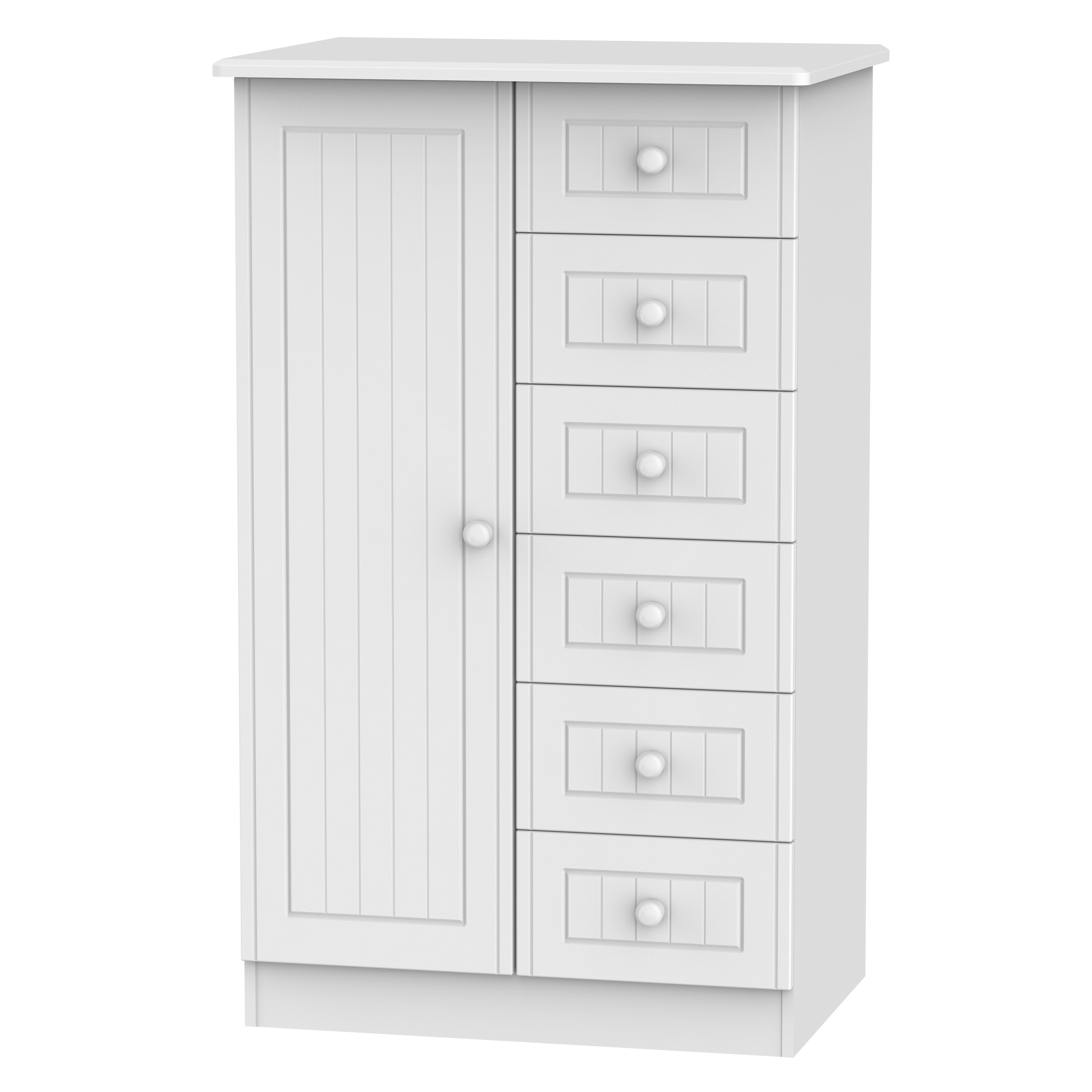 Lancaster 1 Door 5 Drawer Childrens Wardrobe in White Matt