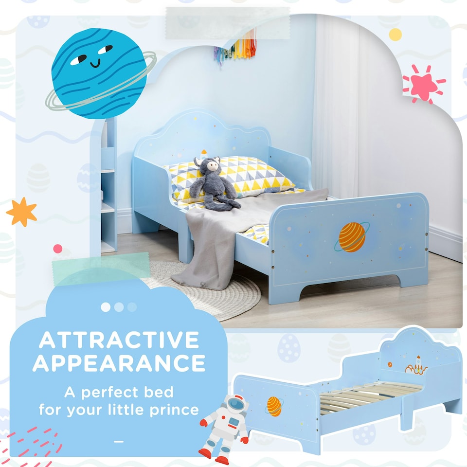 image 1 of ZONEKIZ Toddler Bed w/ Space-themed Patterns, for Boy, Girls, Ages 3-6 Years