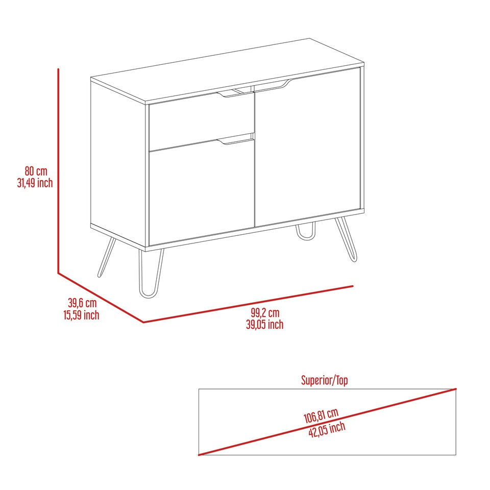 image 1 of Core Products Manhattan, Small Sideboard With 2 Doors & 1 Drawer H80cm x W99.2cm x D39cm Brown