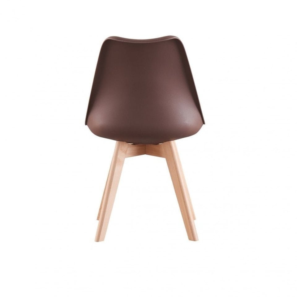 image 1 of Set of 4 Scandinavian Dining Chairs with Leather Cushions Solid Wood Legs | Brown