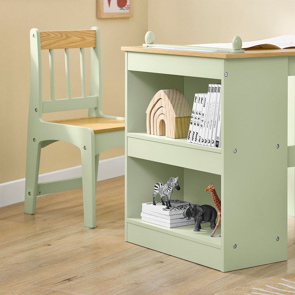 image 1 of SoBuy Kids Desk and Chair Set with 2 Shelves & Paper Roll Holder, Green, 31.4x19.6x25.9 in, 15.3 kg - KMB60-GR
