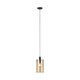 image 1 of EGLO Polverara Amber Glass Single Pendant Light WBS Black
