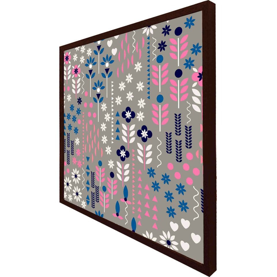 image 1 of Selection of flowers in pink, blue & white (Picutre Frame) Grey | L