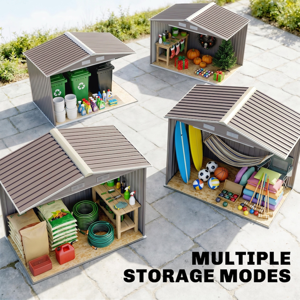 image 1 of Outsunny 7 x 4ft Garden Shed Storage with Foundation Kit and Vents, Grey | Grey