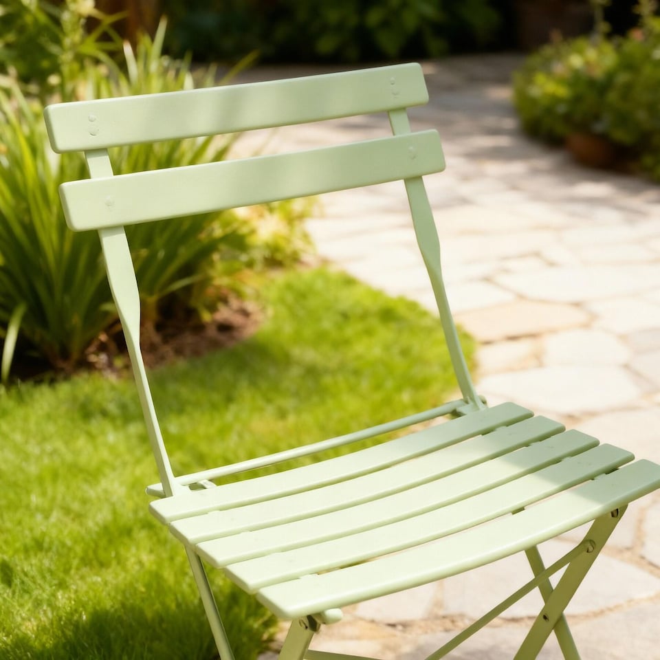 image 1 of Clifton Bistro Set Outdoor Patio Garden Furniture Table and 2 Chairs Metal Frame | Green