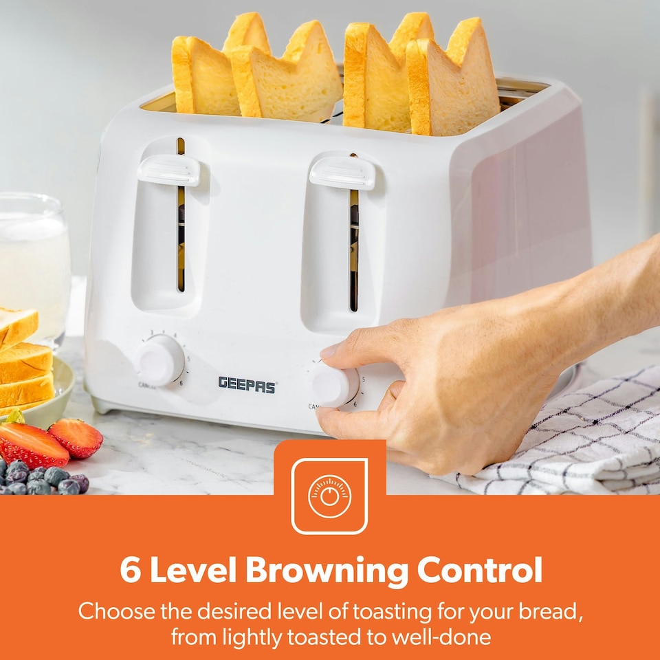 image 1 of GEEPAS Electric Kettle 4 Slice Bread Toaster & Microwave Set| Whute | White