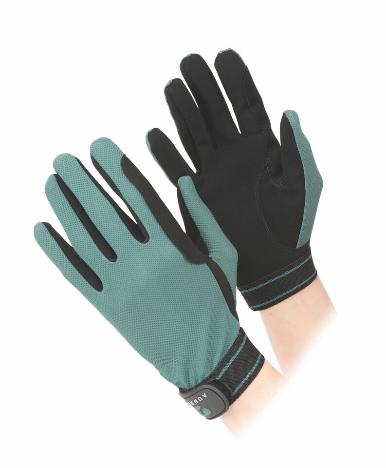 image 1 of Shires Aubrion Mesh Horse Riding Gloves Black | X-Small