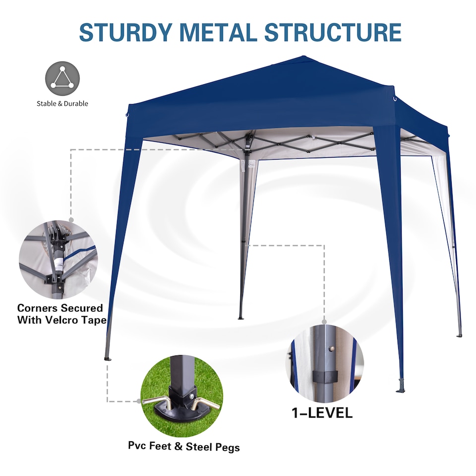 image 1 of MCC Direct 2X2 Pop up Blue Gazebo with Sides | Brown | Blue
