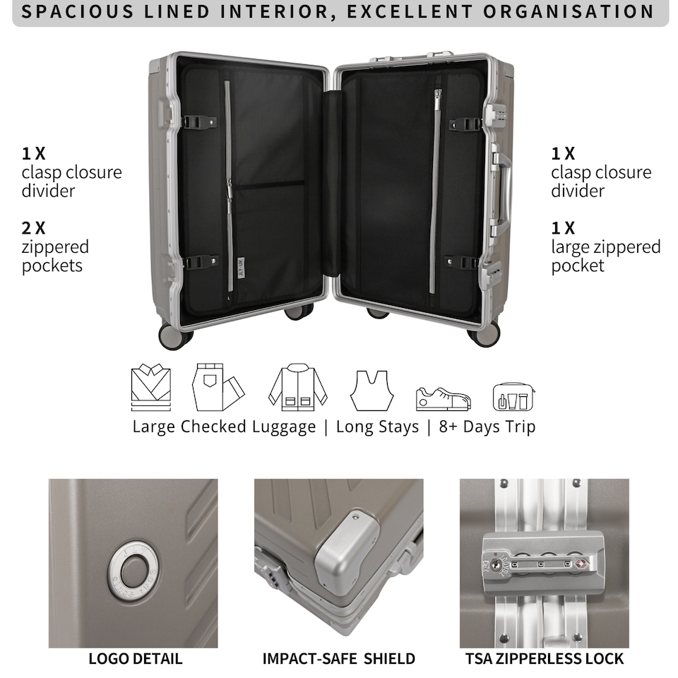 image 1 of Zipperless Suitcase Set, PC Hard Shell, Small & Large, TSA Lock