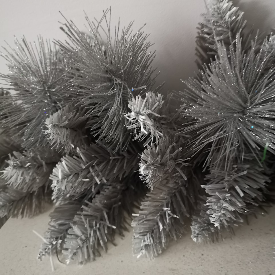 image 1 of Premier 6ft (1.8m) Christmas Silver Garland With Some Glitter Tips