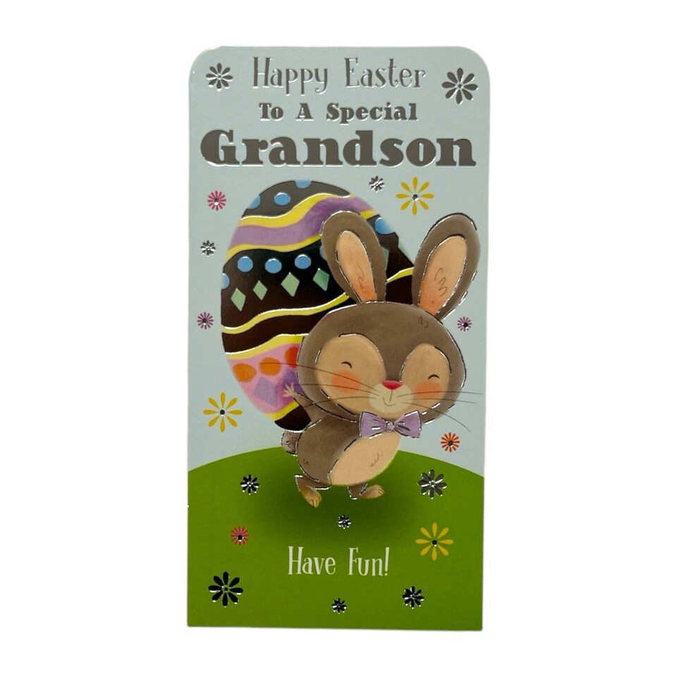 image 1 of To A Special Grandson Bunny With Egg Easter Money Wallet Card