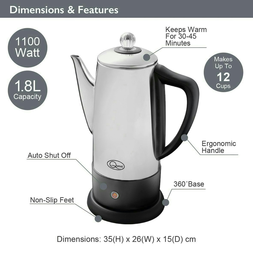 image 1 of Quest 1.8L Electric Coffee Percolator