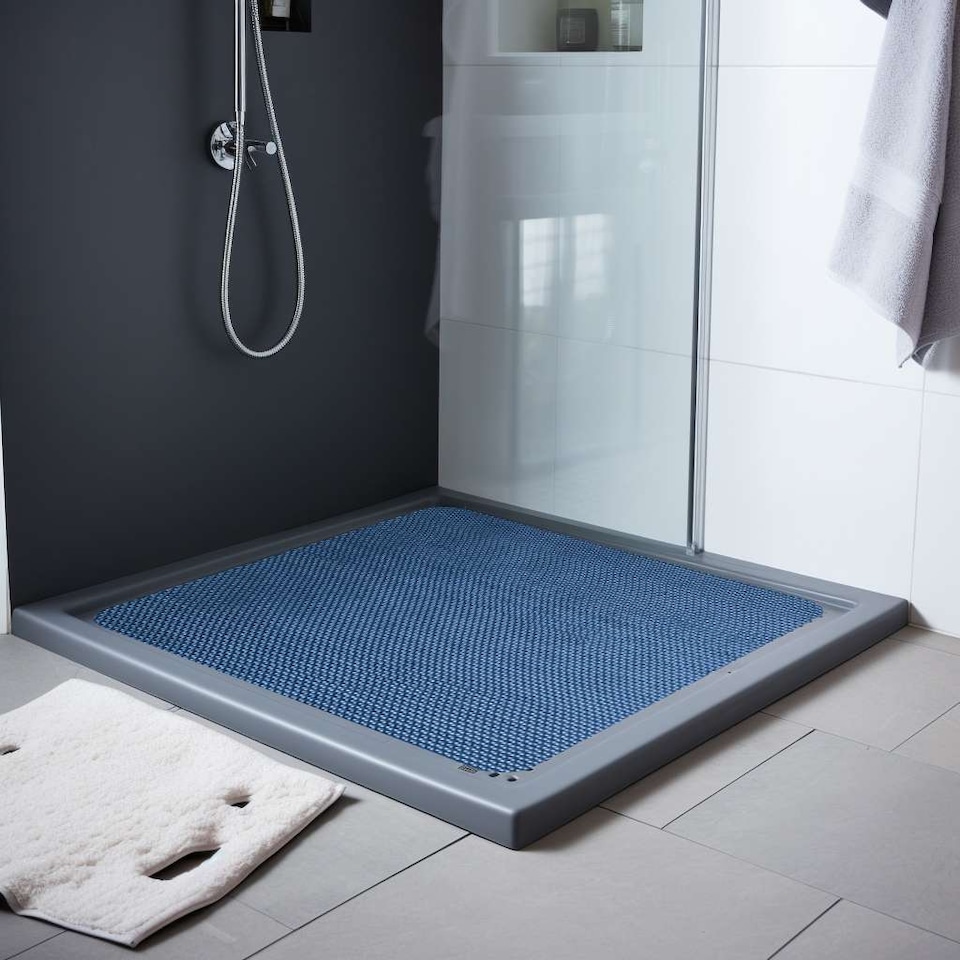 image 1 of Nicoman Reversible Dual-Colour PVC Shower Mat - 60cm x 60cm | Blue | Blue/Green | Square 60x60cm
