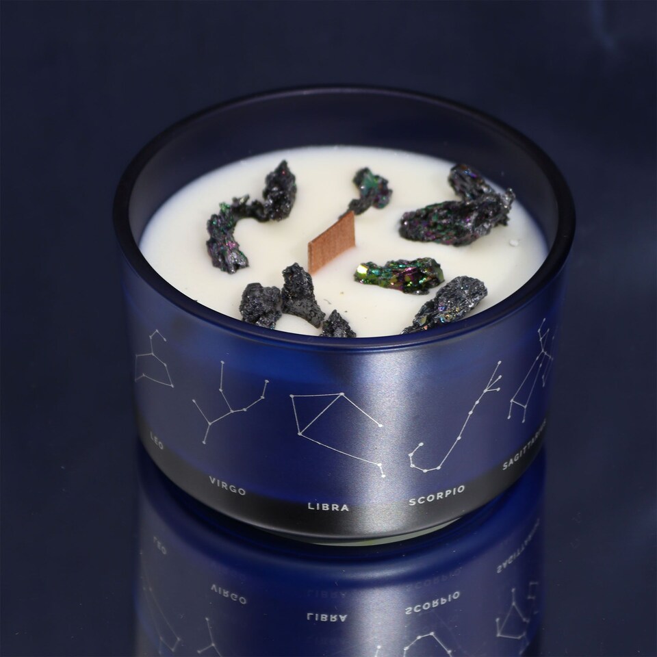 image 1 of Serenityy Zodiac Crystal Candle with Gemstone Bracelet - Aquarius