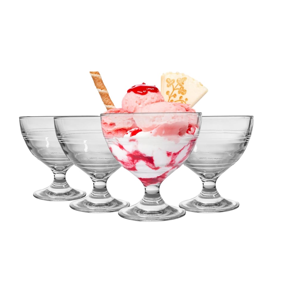 image 1 of Duralex Gigogne Glass Ice Cream Bowls - 250ml Stem Dishes for Dessert, Sundae - Pack of 6 | Clear | Clear