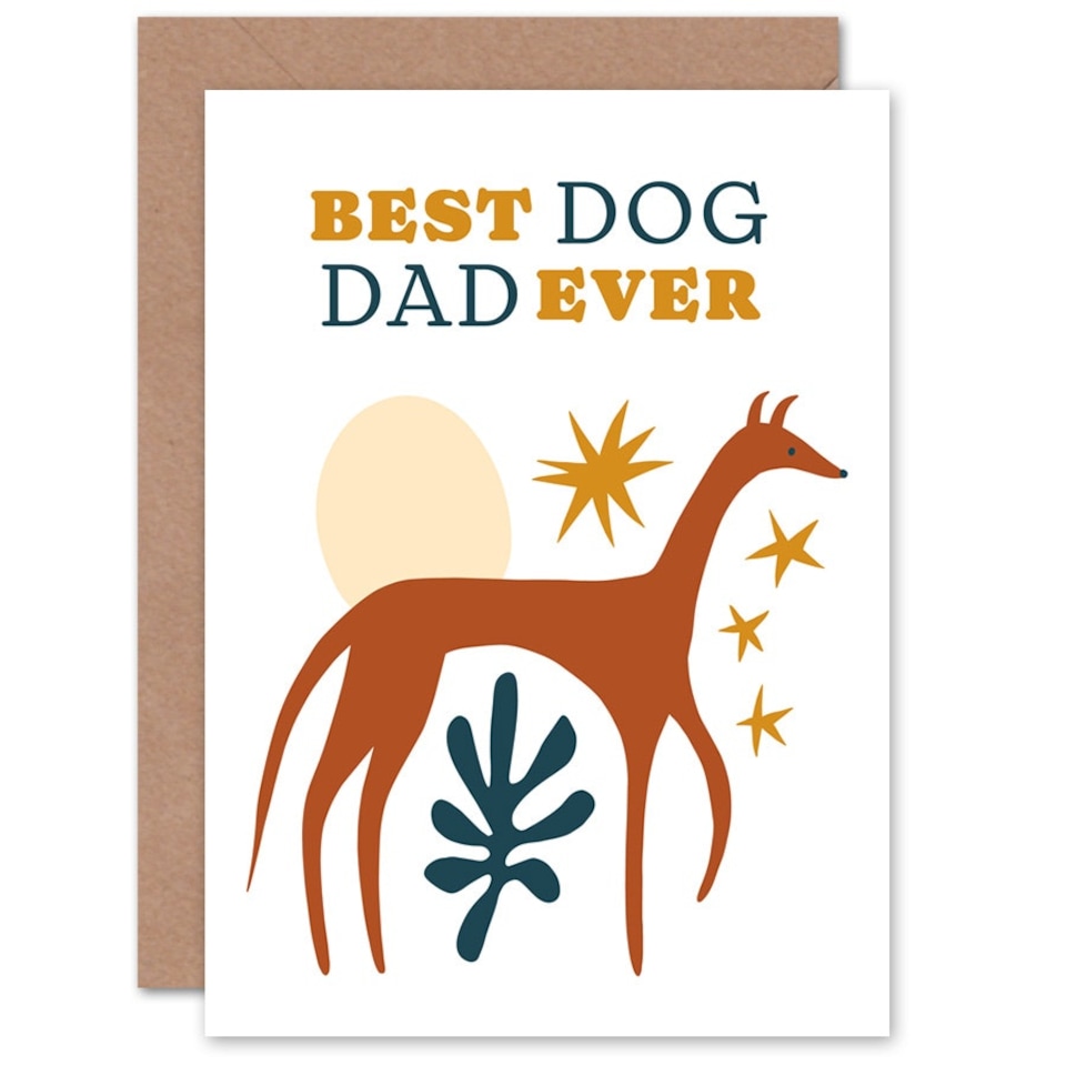image 1 of Cute Greyhound Bright Boho Best Ever Dog Dad Father's Day Card