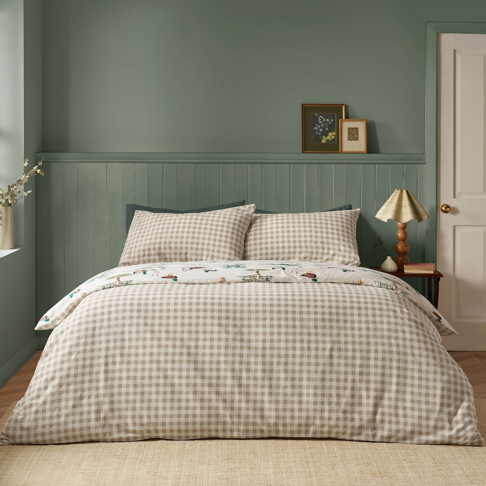 image 1 of Catherine Lansfield Brushed Mallards Cotton Reversible Duvet Cover Set