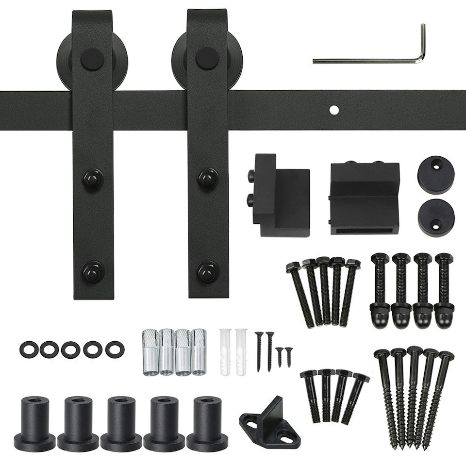 image 1 of Yaheetech Barn Door Sliding Hardware Black