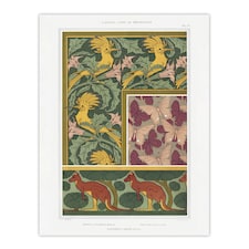 Birds Butterflies Kangaroo Pattern Wall Art Print Verneuil 24x32"
