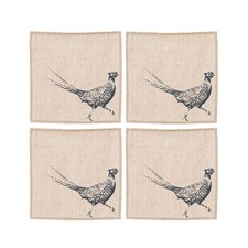 The Just Slate Company Set of 4 Pheasant Linen Napkins