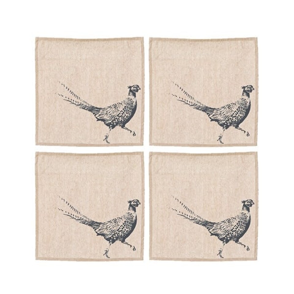image 1 of The Just Slate Company Set of 4 Pheasant Linen Napkins