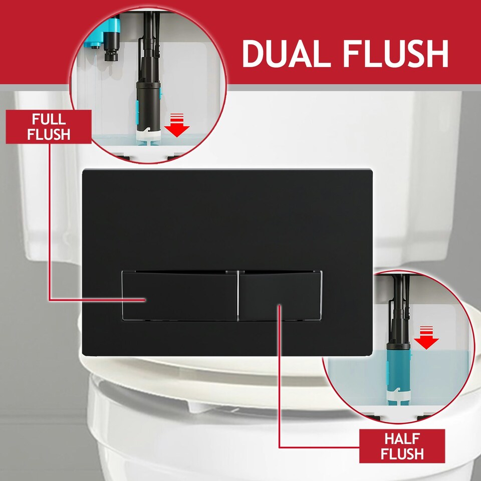 image 1 of SPARES2GO Luxury Concealed Toilet Cistern Flush Plate Kit for Wall Hung Frame (Matt Black, 245mm x 165mm)