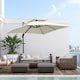 image 2 of Outsunny 360° Cantilever Parasol Roma Umbrella w/ Base Weights, Beige