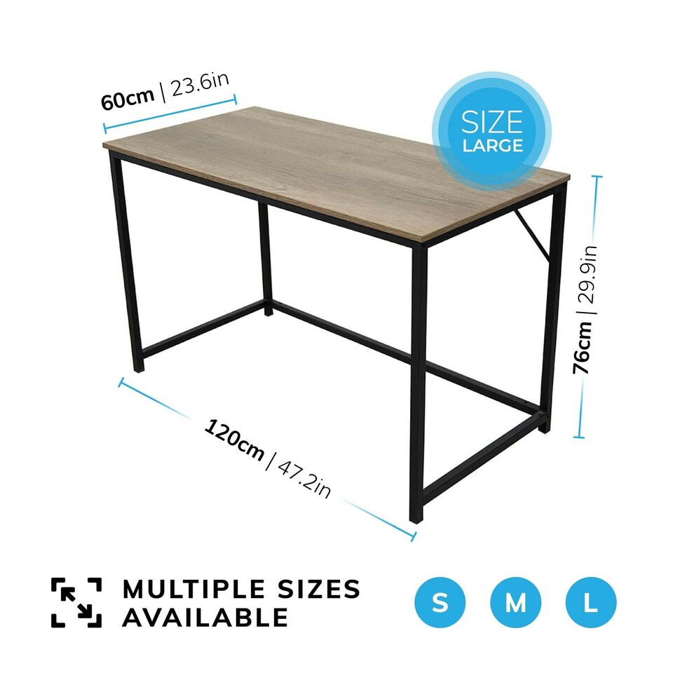 image 1 of Desk Computer PC Laptop Home Office Work Desk 120cm, Study Light Brown Rustic Style Brown