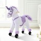image 2 of HOMCOM Kids Plush Ride-On Unicorn, with Realistic Sounds, Handlebar, Purple