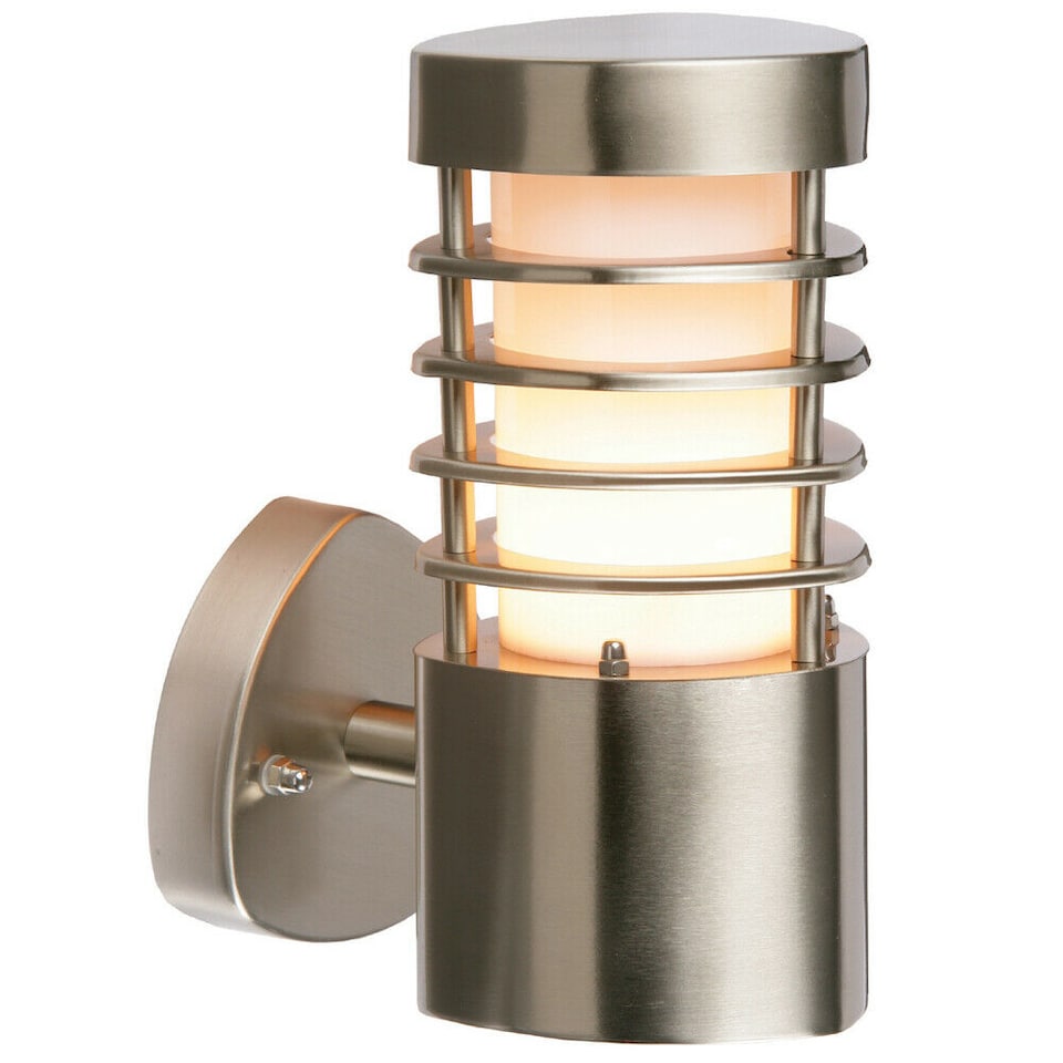 image 1 of IP44 Outdoor Wall Light Stainless Steel Open Lantern Traditional Slotted Porch