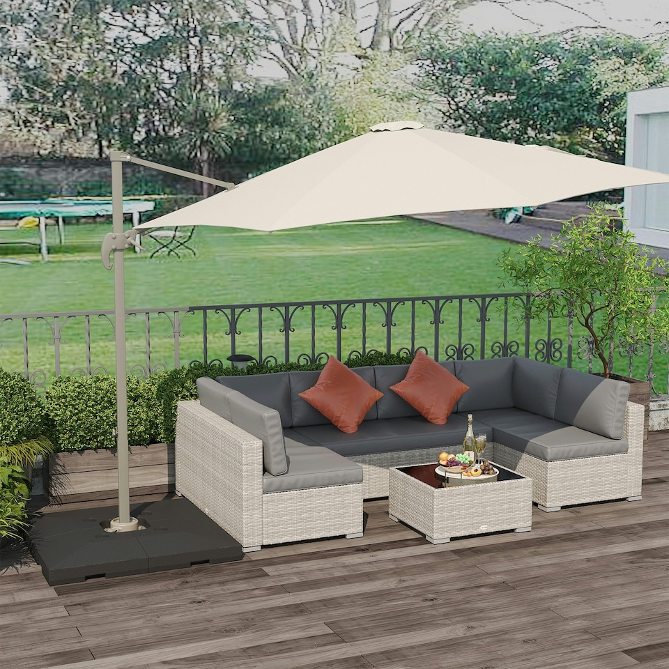 image 1 of Outsunny 3(m) Cantilever Parasol 360 Rotation Roma Umbrella Tilt Crank