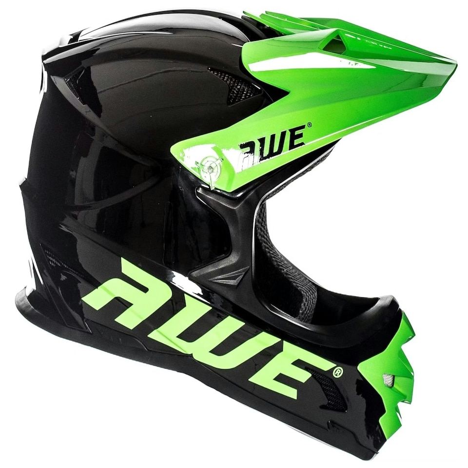 image 1 of AWEBlast BMX/Downhill/Full Face/Enduro Bike Helmet Black Green Medium 56-58cm Black | M