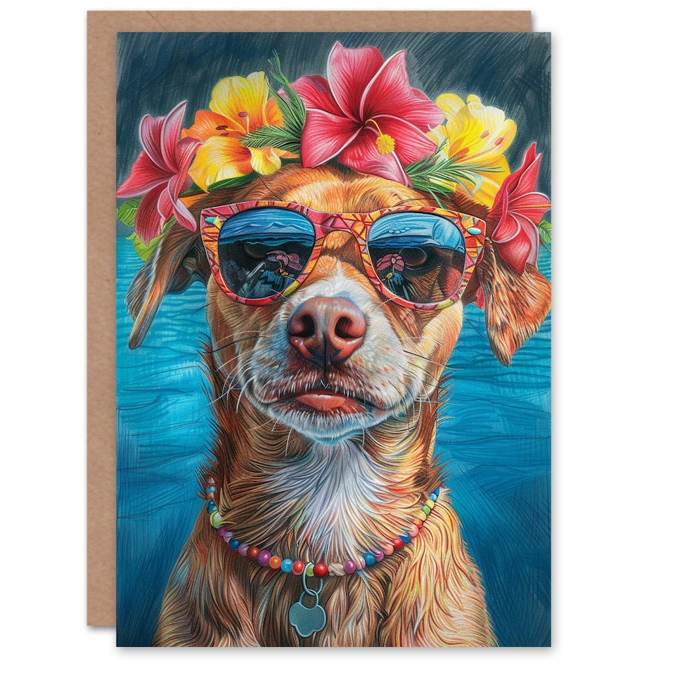 image 1 of Nova Scotia Tolling Retriever Vacation Woman Dog Flowers Birthday Card