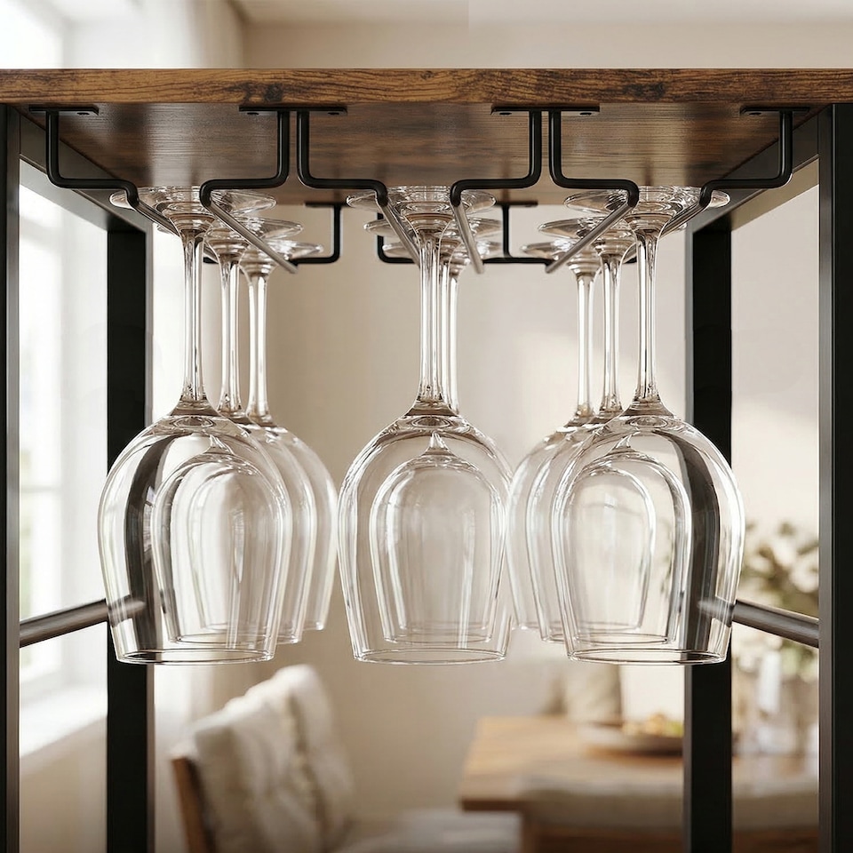 image 1 of HOMCOM Wine Bar Cabinet 16-Bottle Wine Rack Rustic Brown