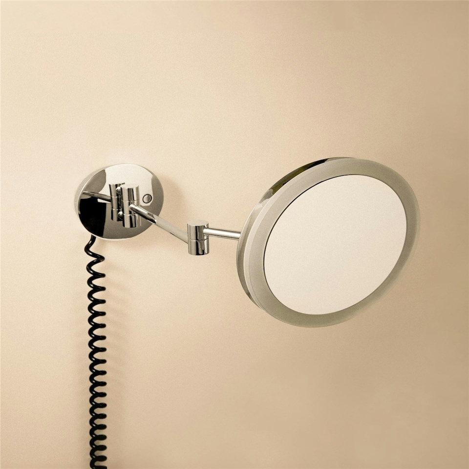image 1 of Cosmic Wall Magnifying Mirror with Adjustable LED Light for Bathroom, Light Grey