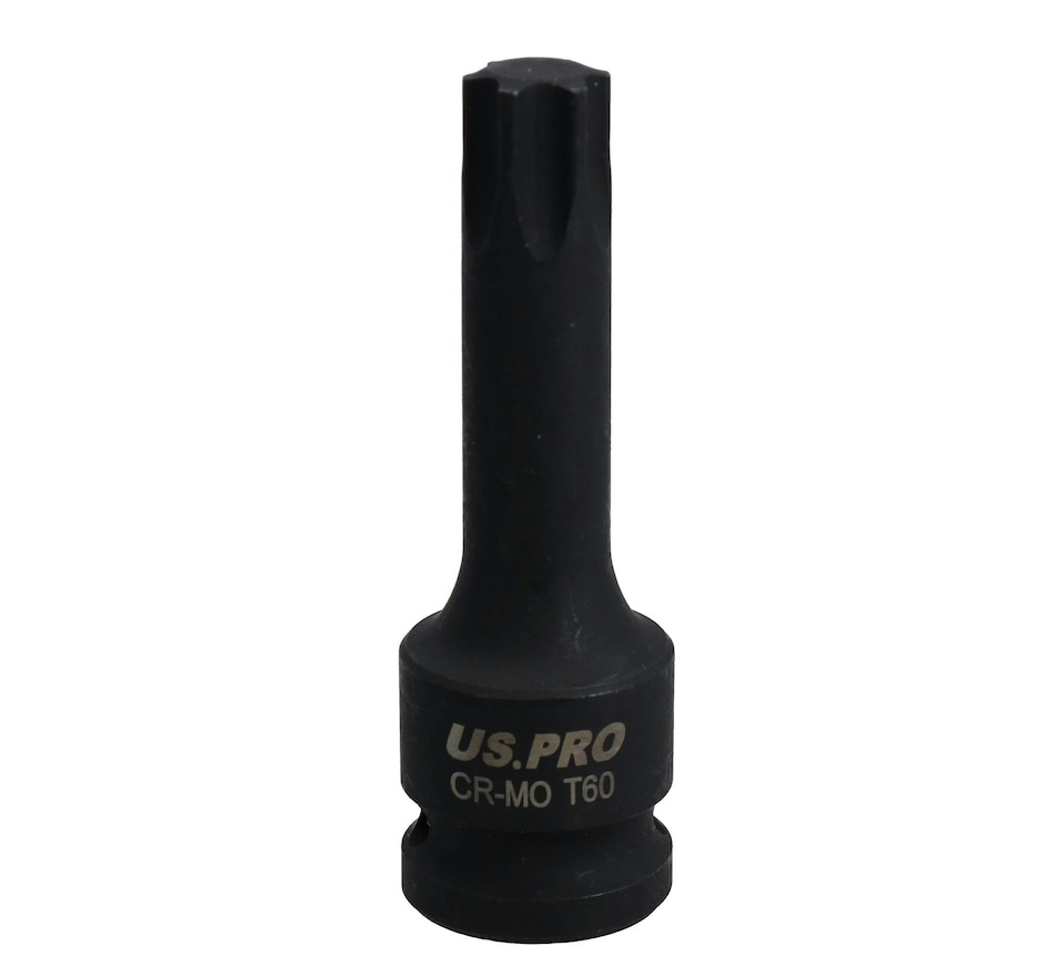 image 1 of T60 Short (53mm) + Long (78mm) Impacted Torx Star Male Bits Sockets 1/2" Drive