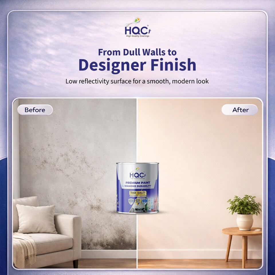 image 1 of HQC Matt Emulsion Paint - Matt Finish for Interior Walls & Ceilings - Classic Grey - 10L