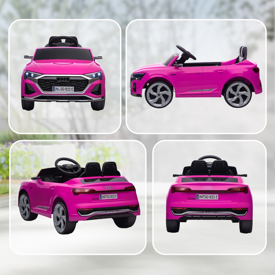image 1 of AIYAPLAY Audi Q8 E-tron Licensed Electric Car for Kids, 12V Electric Ride on Sportback Design with Remote Control, 4 Suspension Wheels, LED Lights, Music, Horn, for Ages 3-4 - Pink