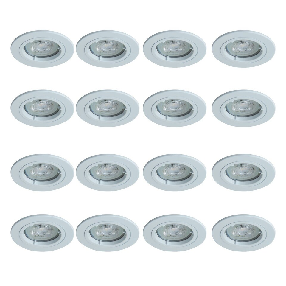 image 1 of Set of 16 - White GU10 Fixed Recessed Downlights White