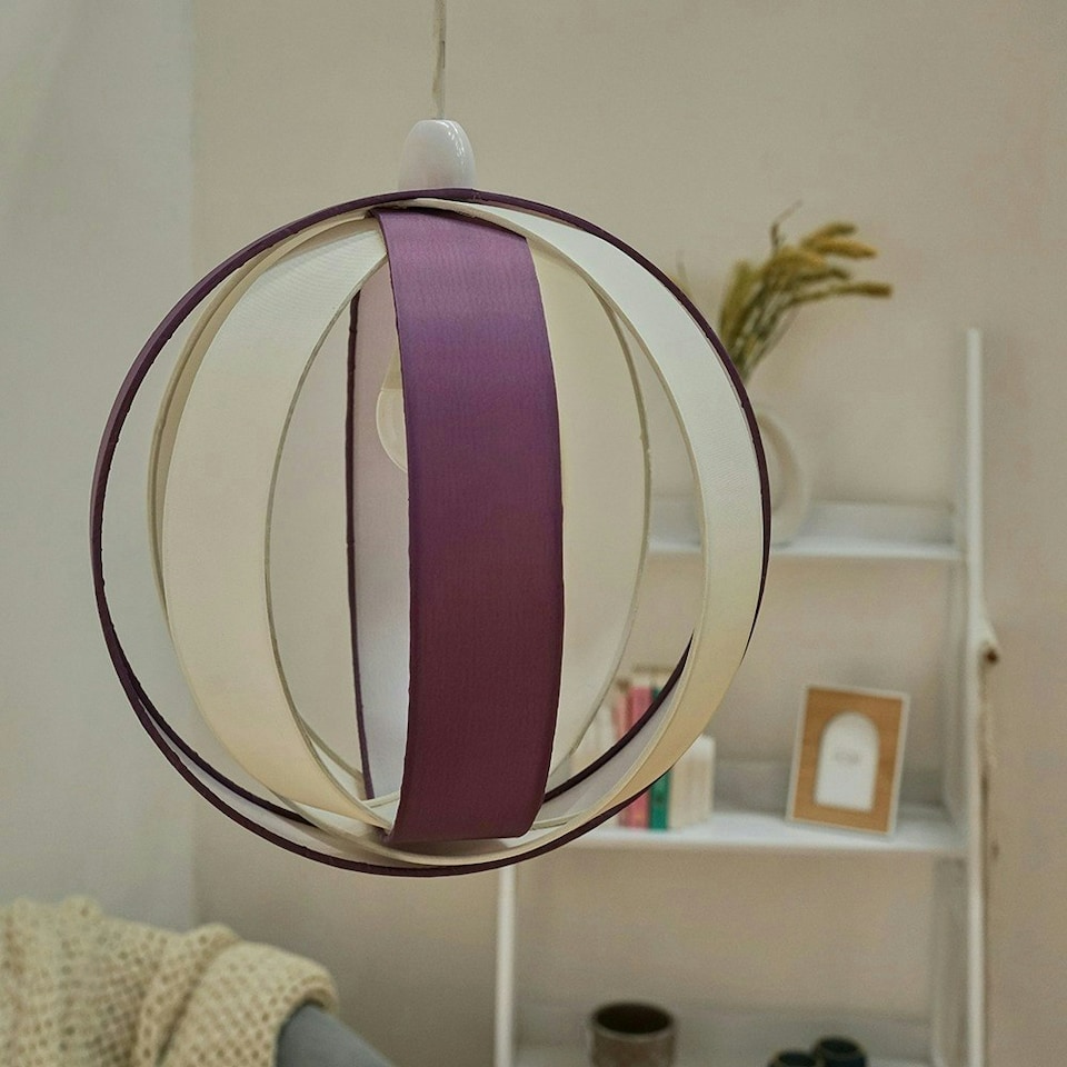 image 1 of ValueLights Purple Modern Fabric Globe Ceiling Pendant Light Shade