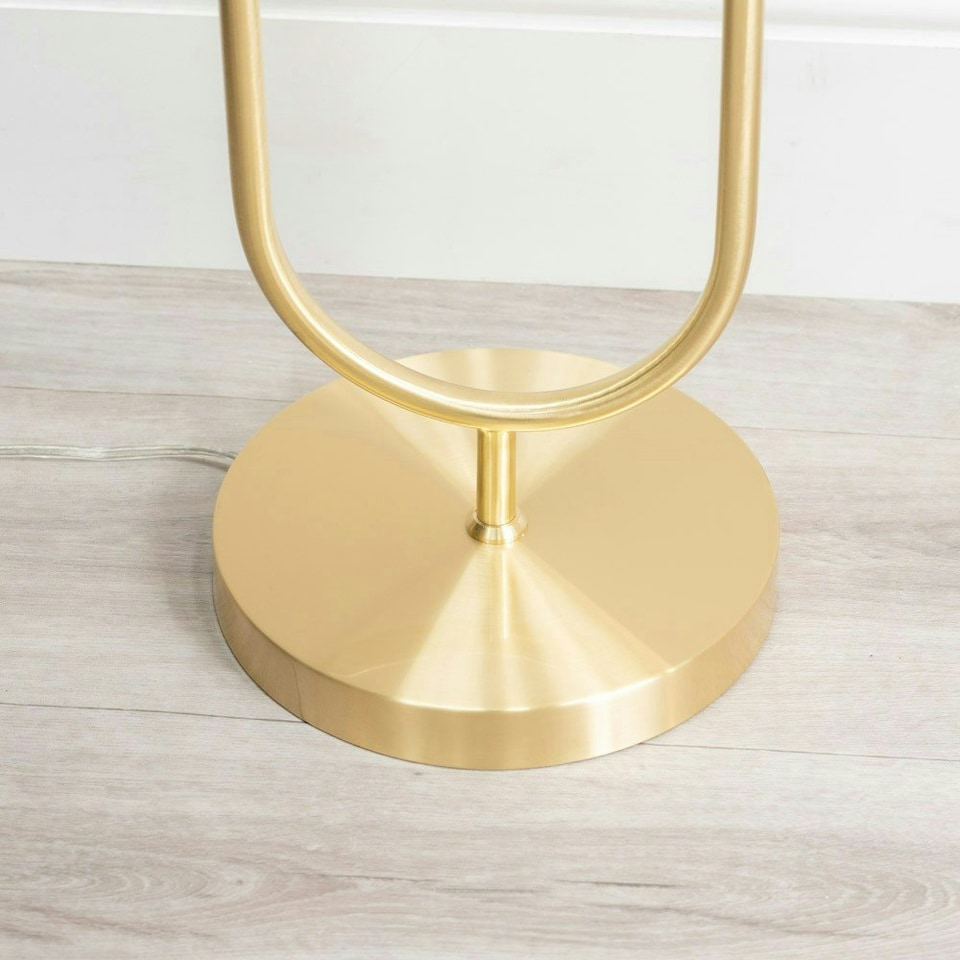 image 1 of ValueLights Chessy Asymmetric Ribbed Glass Gold Dual 2 Way Stem Floor Lamp with LED Bulbs