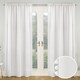 image 1 of Pair of Tahiti White Pom-Pom Trim Linen Look Voile Panels with Rod Pocket Header 183 CMS