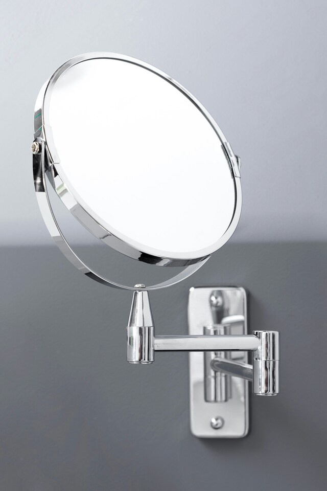 image 1 of Orsina Wall Mounted Extending Mirror, Durable 29x17cm Chrome Bathroom Mirror, Swivel Design