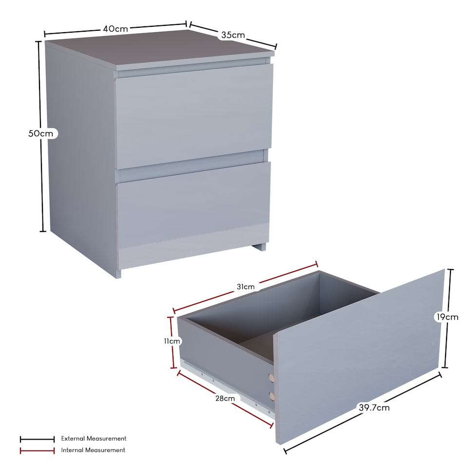 image 1 of Vida Designs Glinton 4 Piece FSC Certified Bedroom Set (2 Drawer Bedside Chest x2, 3 Drawer Chest, 2 Door 2 Drawer Wardrobe), Grey | Grey | Grey | 4