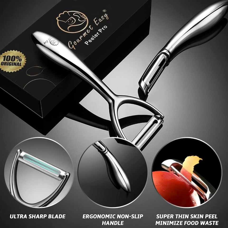 image 1 of Gourmet Easy Stainless Steel I Peeler with Ergonomic Non-Slip Handle