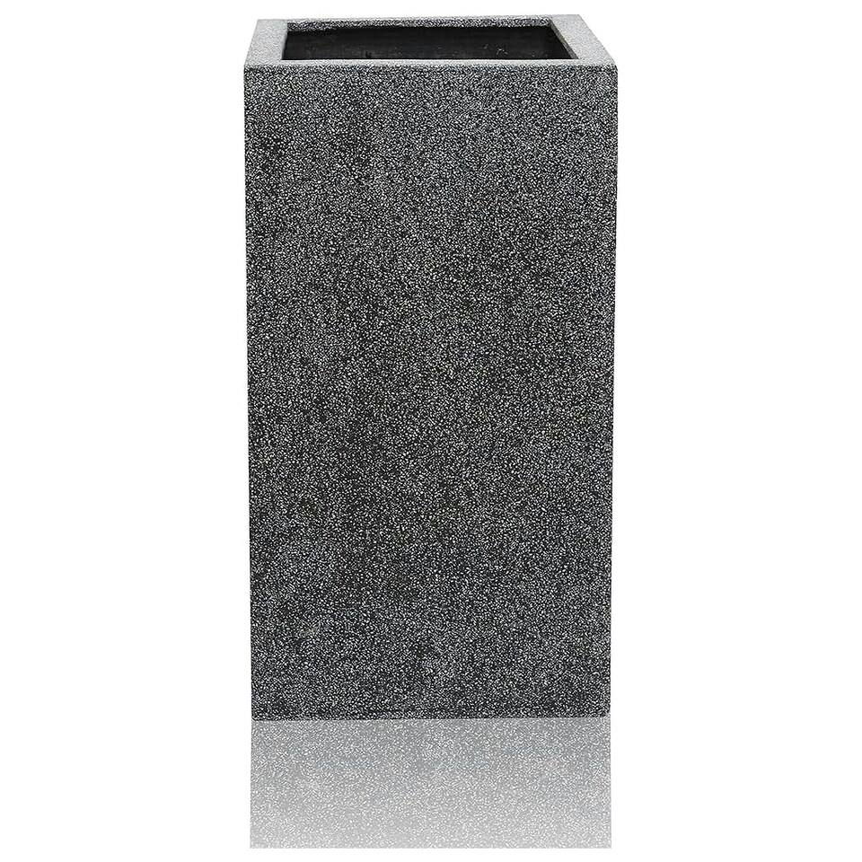image 1 of Primrose Poly Terrazzo Stone Large Grey Tall Cube Patio Planter 79cm