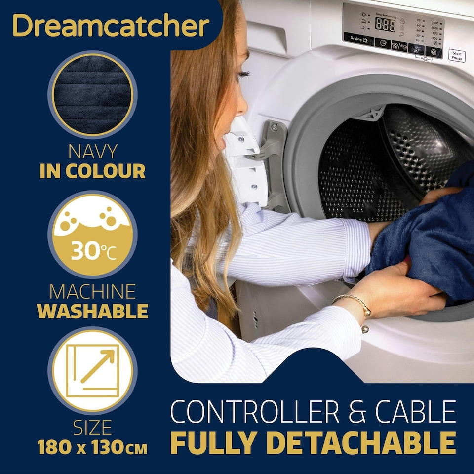 image 1 of Dreamcatcher Deluxe XL Electric Throw Heated Double Over Blanket Fleece - Blue | Blue | Blue | One Size | 1